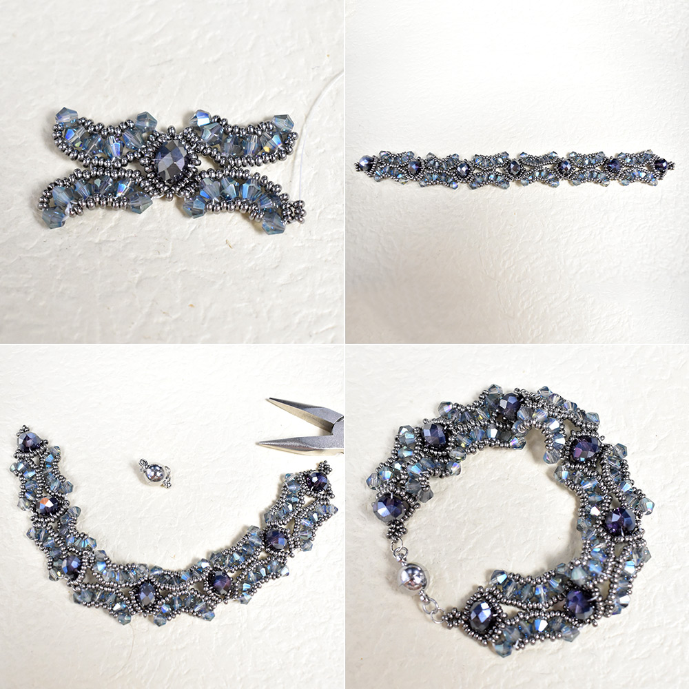 Граненый браслет из стеклянных бусин-6