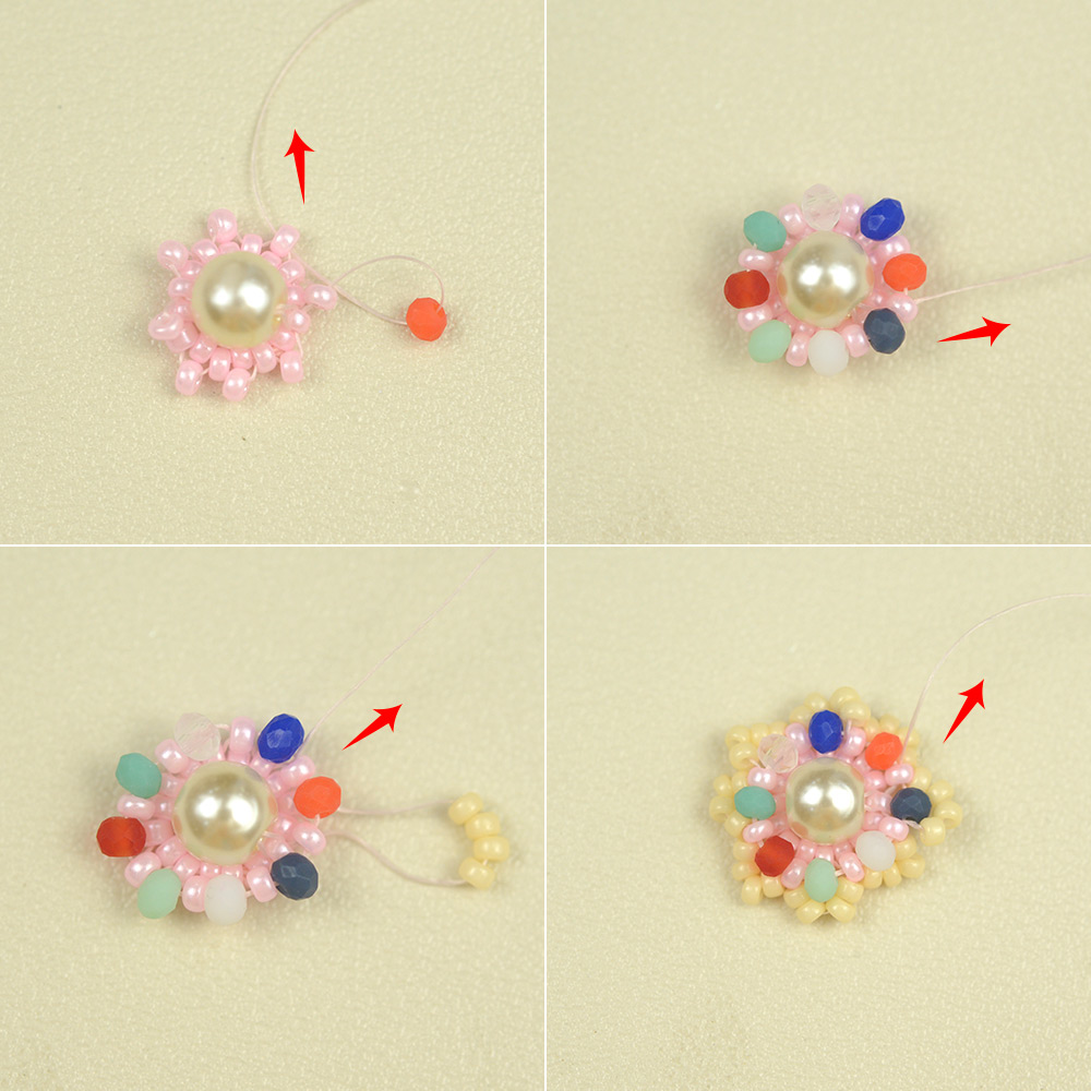 Розовое цветочное ожерелье из бисера с бусинами и стеклянными бусинами-7