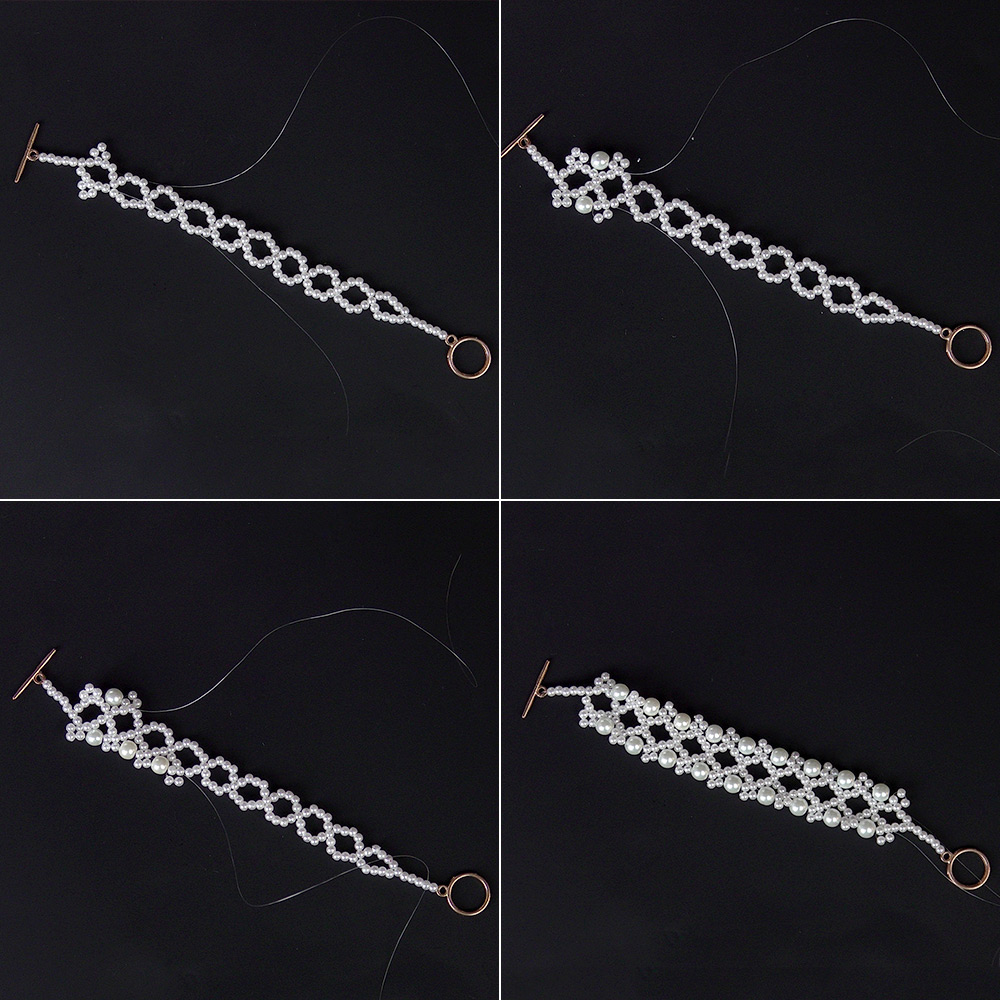 PandaHall Selected идея кружевного браслета из чистого белого стекла с жемчугом и бисером-4