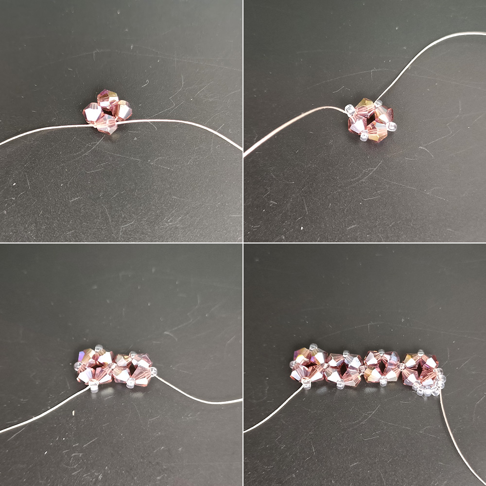 PandaHall Selected идея колье из стеклянных биконусов с жемчужными бусинами-3