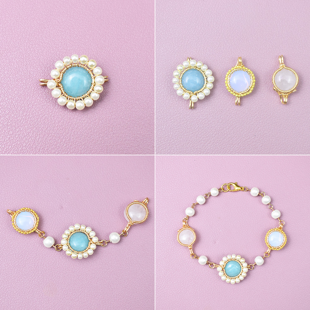 Простой браслет из проволоки с драгоценными камнями-4