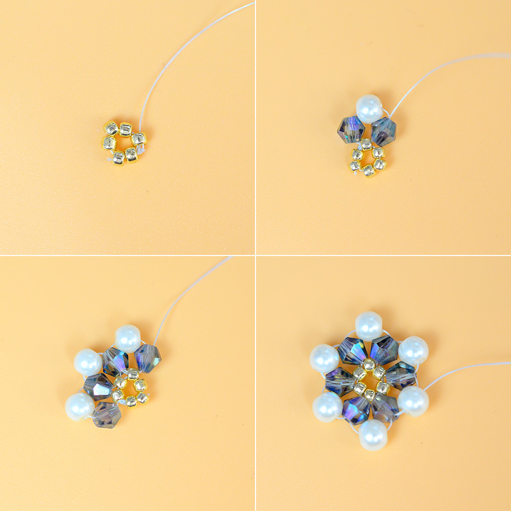 Серьги из стеклянных бусин с каплей-3