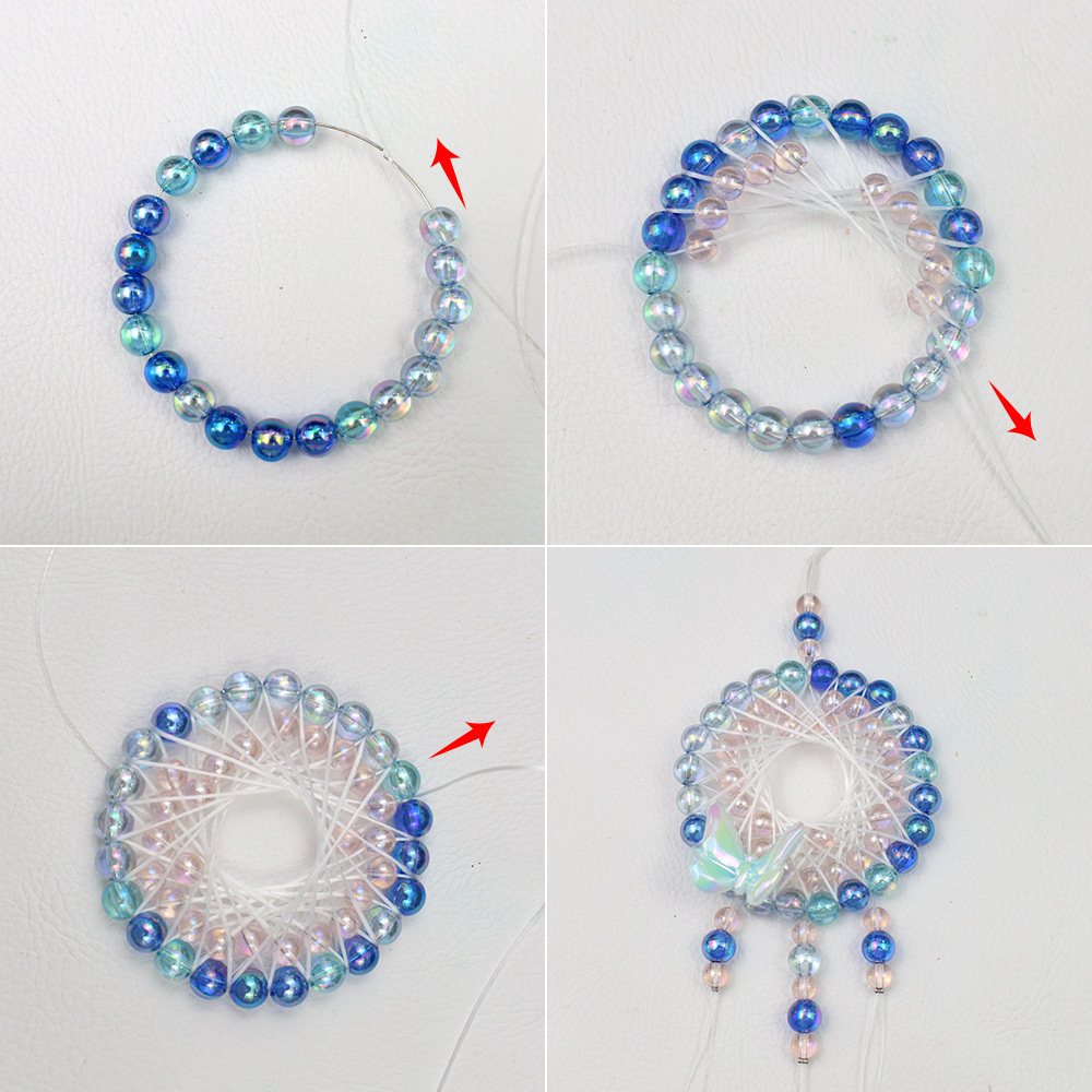 Плетеный ловец снов с акриловыми бусинами-3