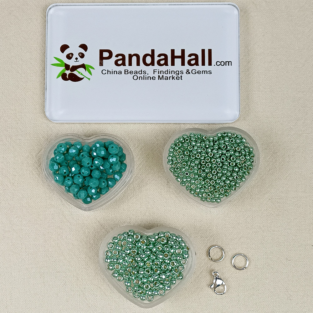 Браслет из зеленого стеклянного бисера-2