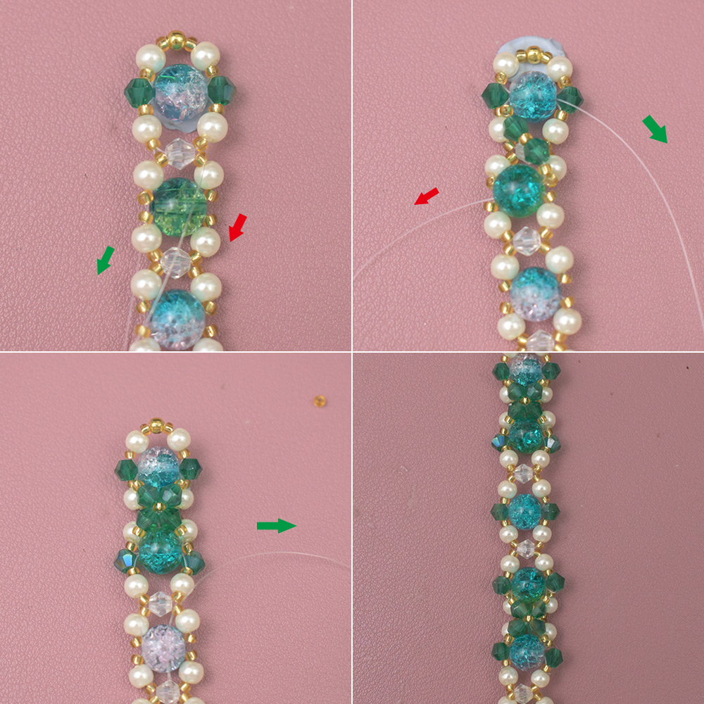 Браслет из синих и зеленых стеклянных бусин-4