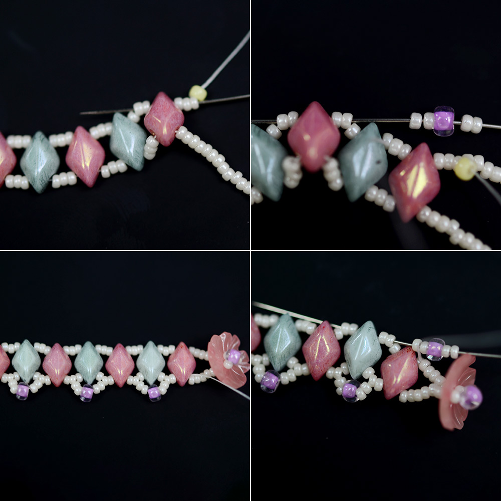 Браслет из стеклянных бусин с 2 отверстием-4